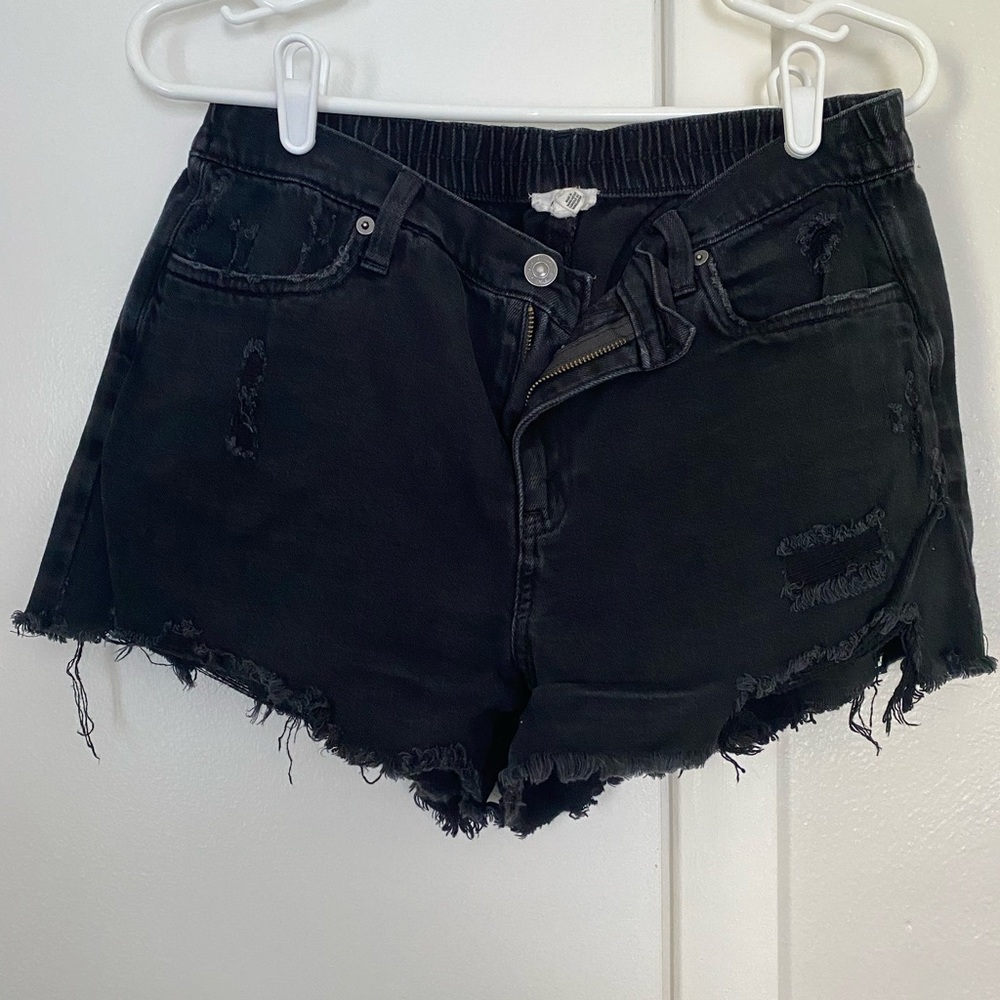 Aerie Daydream Black Denim Pull-On Short